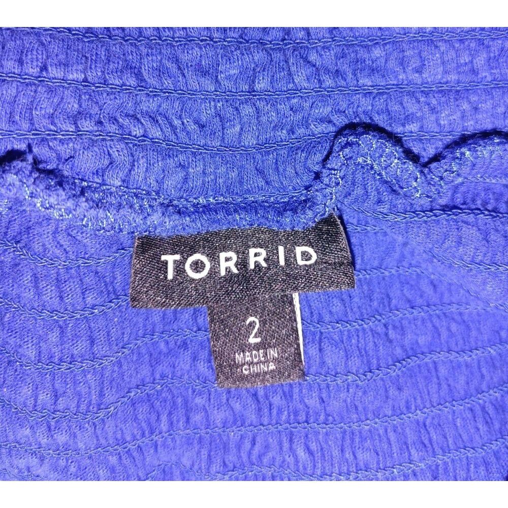 TORRID Cobalt Blue Sleeveless 100% Cotton 1/4 Snap Shirt Size 2 - Picture 3 of 3